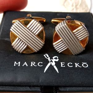 Marc Ecko Cufflinks, Goldtone w Silver "X" NWOT